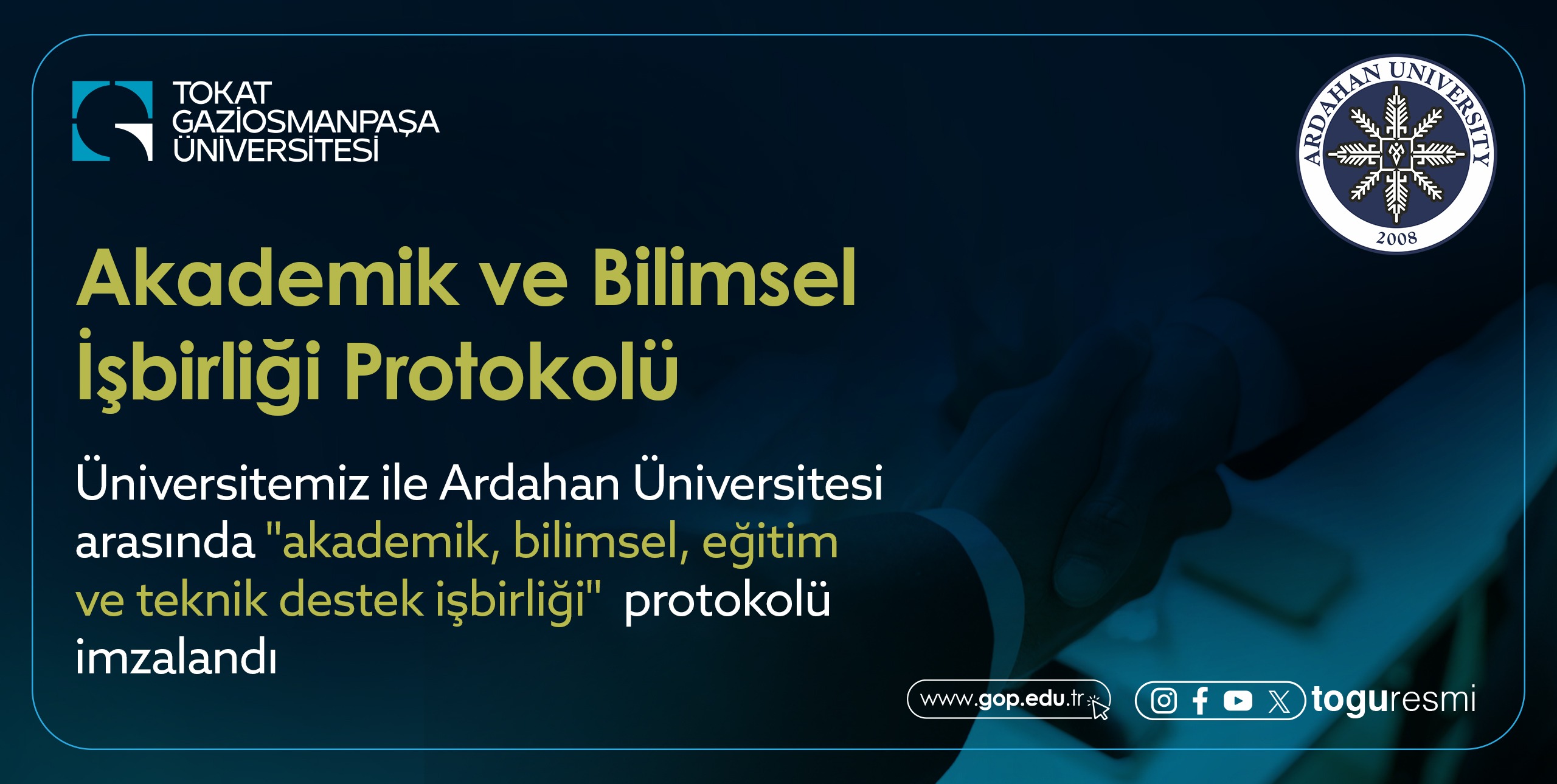 Üniversitemiz ile Ardahan Üniversitesi Arasında Akademik ve Bilimsel İş Birliği Protokolü İmzalandı
